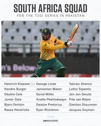 Touring squad arrives in pakistan after 14 years. Espncricinfo On Twitter With Most Of The Test Squad Returning Home To Prepare For A Three Match Series Against Australia Heinrich Klaasen Will Captain A Second String South African T20 Side In Pakistan Https T Co Gwpgquegl4