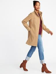 Boucle Flannel Funnel Neck Coat For Women Old Navy Coats Jackets For Women Casual Winter Outfits