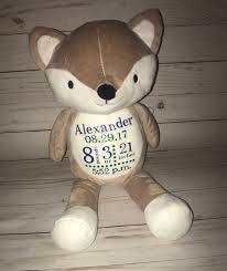 Birth Announcement Stuffed Animal Fox Birth Announcement Stuffed Animal Personalized Stuffed Animal Personalized Fox Stuffed Animal New Baby Gift Fox Nursery Personalized Stuffed Animals Fox Stuffed Animal New Baby Products