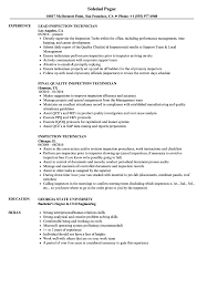 inspection technician resume samples