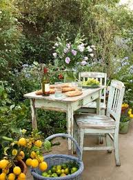 Shabby Chic Cottage Garden Table For Two By Cattia Antezana Outdoor Gardens Cottage Garden Backyard
