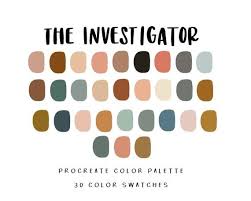 The Investigator Procreate Color Palette Color Palette Instant Etsy Color Palette Design Color Swatches Color Palette
