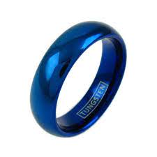 Beautiful 6mm Sapphire Blue Dome Tungsten Wedding Band Couple Ring Blue Tungsten Ring Tungsten Wedding Bands Blue Tungsten