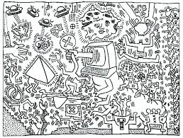 This coloring page features a picture of dancing figures by keith haring to color. Coloring Page Created From A Keith Haring Painting Pop Art Coloring Pages Haring Art Keith Haring