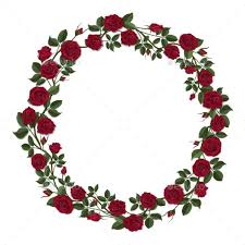Round Wreath Of Red Roses By Belander Round Wreath Of Red Roses Round Frame Of Flowers And Buds Of Red Roses Floral Border Design Roses Drawing Wreath Drawing