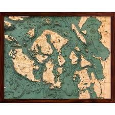 san juan islands bathymetric wood chart