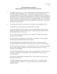 General Information About the Baptist Student Center at The University of  Tennessee 1. The Baptist Student Center at 1637 W. Cu