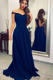 Simple Dark Blue Prom Long Dresses Off The Shoulder Formal Dress In 2020 Prom Dresses Blue Dark Blue Bridesmaid Dresses Long Dress