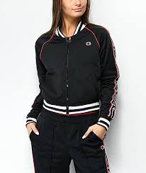 Black And Red Champion Hoodie Champion Black Red Taping Track Jacket Zumiez Track Jackets Jackets Champion Jacket