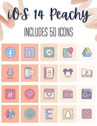 Peachy Ios 14 App Icon Pack Aesthetic Iphone Home Screen Etsy Homescreen Iphone App Icon Iphone App Design