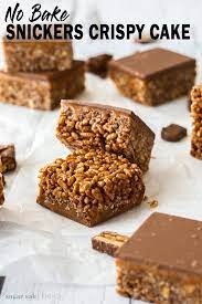 No Bake Snickers Crispy Cake Recipe Dessert Recipes Easy Baking Easy Baking Recipes