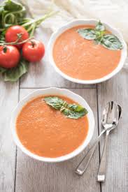 Paleo Whole30 Tomato Basil Soup Made With Canned Tomatoes And In The Blender Ready In 15 Tomato Basil Soup Roasted Tomato Basil Soup Healthy Paleo Recipes