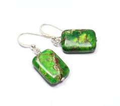 Green Stone Earrings Sterling Silver Sterling Silver Green Etsy In 2020 Jasper Earrings Green Jasper Stone Earrings