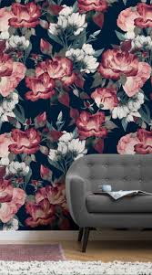 Create A Striking Space With Dark Floral Wallpaper Murals Wallpaper Large Floral Wallpaper Vintage Flowers Wallpaper Floral Wallpaper