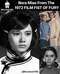 The person featured in the image is the renowned Hong Kong film actress  Nora Miao, famous for her roles in 1970s kung fu films. She notably  co-starred with Bruce Lee in all