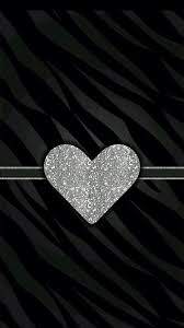 Silver Glitter Heart On Black Zebra Background Heart Wallpaper Iphone Wallpaper Glitter Sparkly Iphone Wallpaper