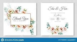 Beautiful Floral And Leaves Wedding Invitation Template Stock Vector Illustration Wedding Invitation Templates Wedding Invitations Leaves Wedding Invitations