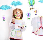 Foska S Size Kids Art Smocks Drawing Waterproof Artist Painting Aprons EVA  Overclothes with Long Sleeve 3 Pockets