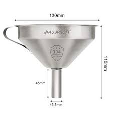 An extremely useful tool, with a clever steel strainer that clips with the funnel at the opening of the spout to remove debris, detritus, and other foreign matter that is not wanted within your final creations. Hausprofi Stainless Steel Funnel 13cm 304 Stainless Steel Kitchen Funnel With 200 Mesh Food Filter Strainer For Transferring Liquids Oil Making Jam 5 Inch Pricepulse