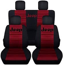 Front And Rear Seat Covers For A 2008 2012 Jeep Liberty Black Burgundy Jeep Seat Covers Jeep Seats Jeep Wrangler Seat Covers