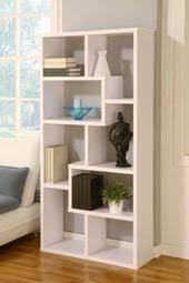 Can be used as a bookcase, display cabinet or room divider in your living room, bedroom, hallway, porch or office. Chrysanthos 71 H X 35 5 W Geometric Bookcase In 2021 Unique Bookcase Bookshelf Design Bookcase Design