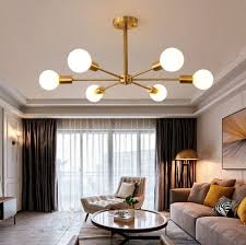 The single e26 bulb is concealed by. Nordic Modern Branching 6 Light Bedroom Semi Flush Mount In Brass Ceiling Light Ceiling Lights Living Room Living Room Light Fixtures Living Room Lighting