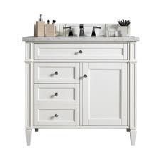 For bathrooms really limited on space, we carry a variety of corner bathroom vanities to choose from. 36 Brittany Single Bathroom Vanity Bright White