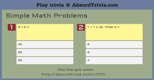 These tests require students to be fast and accurate with math facts in four operations by the time they reach the end of third. Trivia Quiz Simple Math Problems