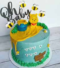 Sweetly Layered Winnie The Pooh Baby Shower Cake Such Facebook