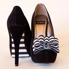 Black And White Striped Shoes Heels High Heel Shoes Black And White Stripe Ribbon By Theomgshoes Repinned From Southern California Wedding Offic Shoe Refashion Black Shoes Black And White Shoes