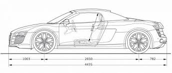 Rear side view dual tone at concours in south florida while old mustang drives in front. Car Line Art Cartype