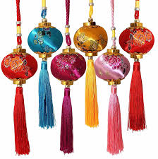 Amazon Com Lucore Colorful Chinese Lucky Lantern Ornaments 6 Pcs Multi Color Silk Brocade Hanging Charms H Hanging Ornaments Silk Brocade Lucky Charm Gifts