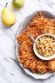 Crispy Potato Latkes With Spiced Pear Compote Recipe Spiced Pear Potato Latkes Tasty Dishes