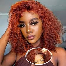 Amazon.com : yosly Ginger Bob Wig Human Hair 5x5 HD Lace Closure Glueless  Wigs Human Hair Pre Plucked Pre Cut Short Deep Wave Middle Part Glueless  Bob Wig Short Curly Lace Front