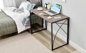 Make it look amazing, make it look like home away from home. Vintage Brown Computer Writing Desk 39 4 Folding No Assembly Modern Simple Study Table Kids Desk Small Industrial Home Office Desk Wood Workstation With Arc Metal Frame Furniture Home Kitchen Fcteutonia05 De