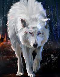 Here Is Another Painting Of The Dire Wolf Ghost From Hbo Tv Series Of Game Of Thrones First Time I Done A Full Wolf As I N Dire Wolf Direwolf Art