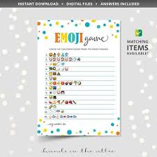 Emoji Pictionary Game With Answers Printable Baby Shower Phone Icons Guess The Phrase Children S Book Titles Kids Them Pictionary Baby Name Game Emoji Games