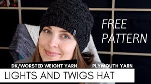 Just add or subtract 4 stitches to make smaller or larger headband. Lights And Twigs Hat 1 Free Pattern Dk Worsted Yarn Knittingilove Youtube