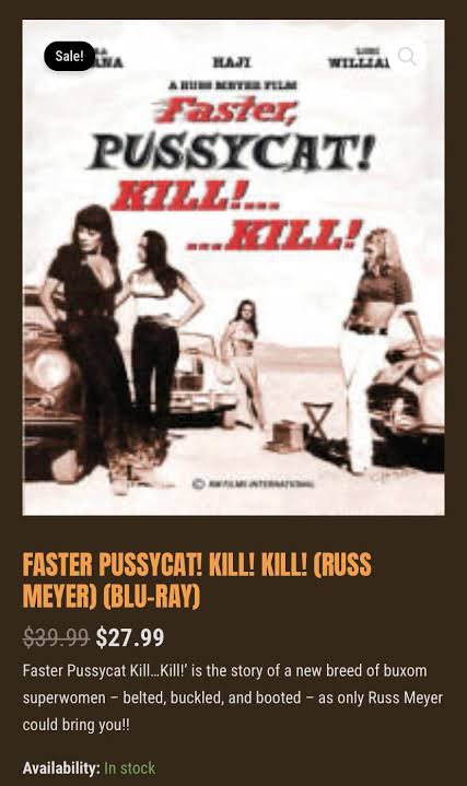 Anyone else getting this? Faster, Pussycat! Kill!… ….Kill! :  r/boutiquebluray