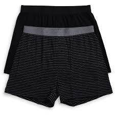 Looking for big and tall clothing? Brilliant Basics Men S 2 Pack Cotton Knit Boxers Grey Stripe Black Pack Big W