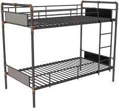 This twin bunk bed completes your child's bedroom in straightforward traditional style. Mecor Convertible Twin Over Twin Bunk Bed With Upholstered Button Tufted Headboard Sturdy Steel Frame Black Grey Industrial Water Pipe Design Bedroom Furniture Procomrealty Home Kitchen