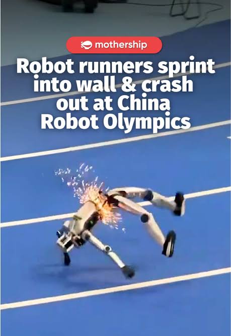 me when i try my best 🫠 Robots at the Robot Olympics in Beijing, China,  went viral after they were unable to stop themselves during sprint tests,  crashing into the walls and breaking. ...