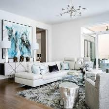 Modern White Leather Sectional With Pale Blue Pillows Modern White Living Room Leather Couches Living Room White Sofa Living