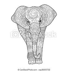Download Elephant Coloring Book For Adults Vector Illustration Anti Stress Coloring For Adult Zentangle Style Black And White Lines Canstock