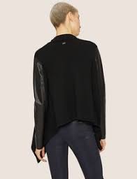 Vaste choix variété de matières qualité adoptez votre parka pour femme chez.miamodamanteau en simili d'aspect toison d'agneau. Armani Exchange Manteau En Laine Melangee Avec Manches En Similicuir Cardigan Pour Femme A X Online Store