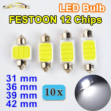 10 Pcs 31mm 36mm 39mm 42mm C5w Dc12v Feston Cob 12 Puces Blanc Couleur De Voiture Led Ampoules Auto Lampe Interieur Plafonnier Led Bulb Bulb Led