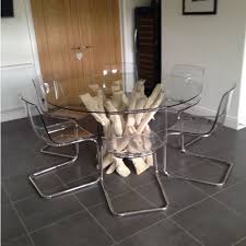 This Bleached Driftwood Dining Table Base Measures 900mm In Diameter And Has A 1200mm Diameter Glass Driftwood Dining Table Driftwood Table