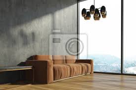 Wohnzimmer wandfarbe ideen braunes sofa wohnzimmer. Beton Wohnzimmer Braunes Sofa Fototapete Fototapeten Appartment Verspotten Gemutlich Myloview De
