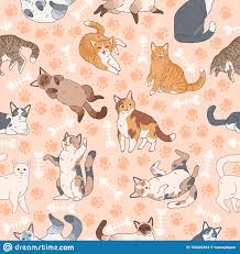 Unos tiernos gatitos para nuestros fondos de pantalla. Patra N De Gato Textos Sin Inconvenientes Con Gatos Multicolores Lindos Fondos De Pantalla Para Nia Os Con Mascotas Divertidas Y Ilustracion Del Vector Ilustracion De Tarjeta Ronroneo 159242424