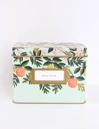 Citrus Floral Tin Recipe Box Tin Recipe Box Recipe Box Recipe Tin